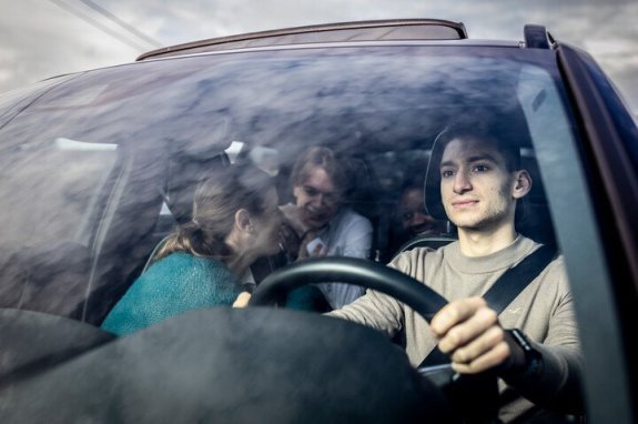 chauffeur en passagiers